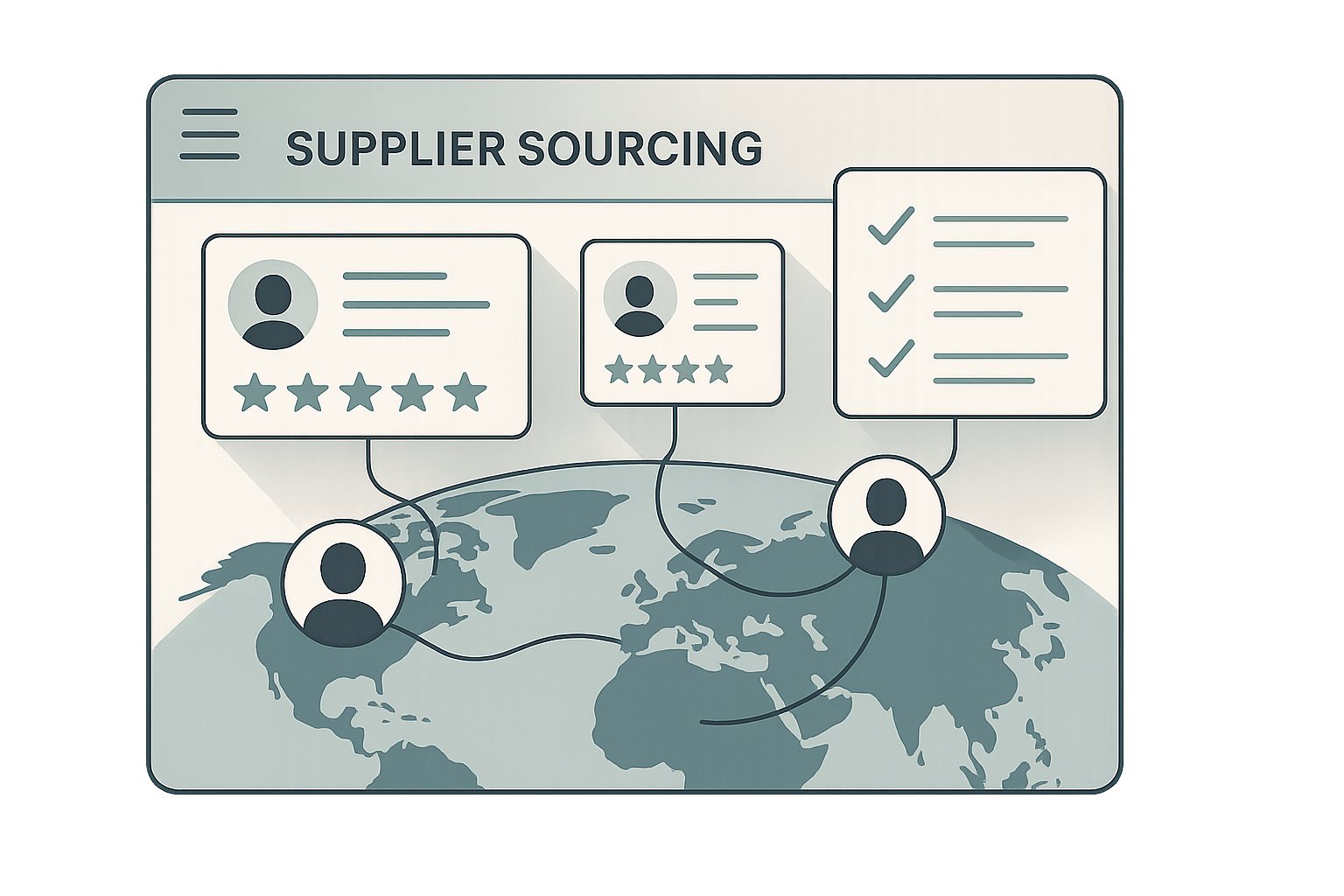 Streamline supplier sourcing with a dynamic abstract illustration showing interconnected gears and flowing data, symbolizing efficient processes