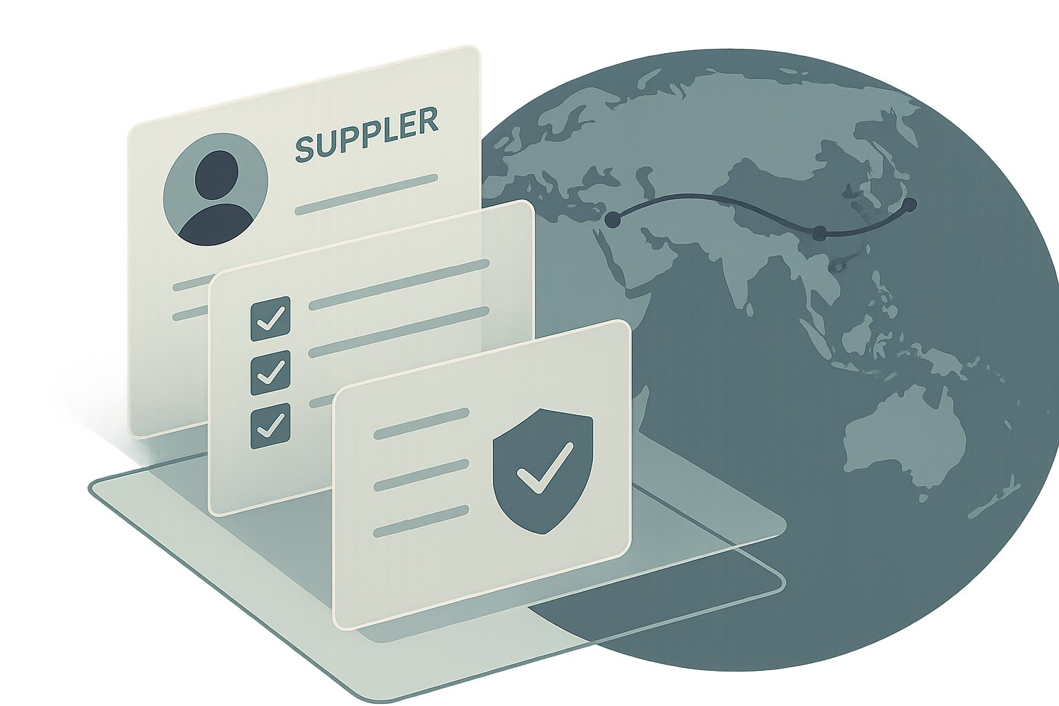 Avoiding supplier scams in China: abstract illustration of a hand protecting a stack of boxes from a shadowy figure