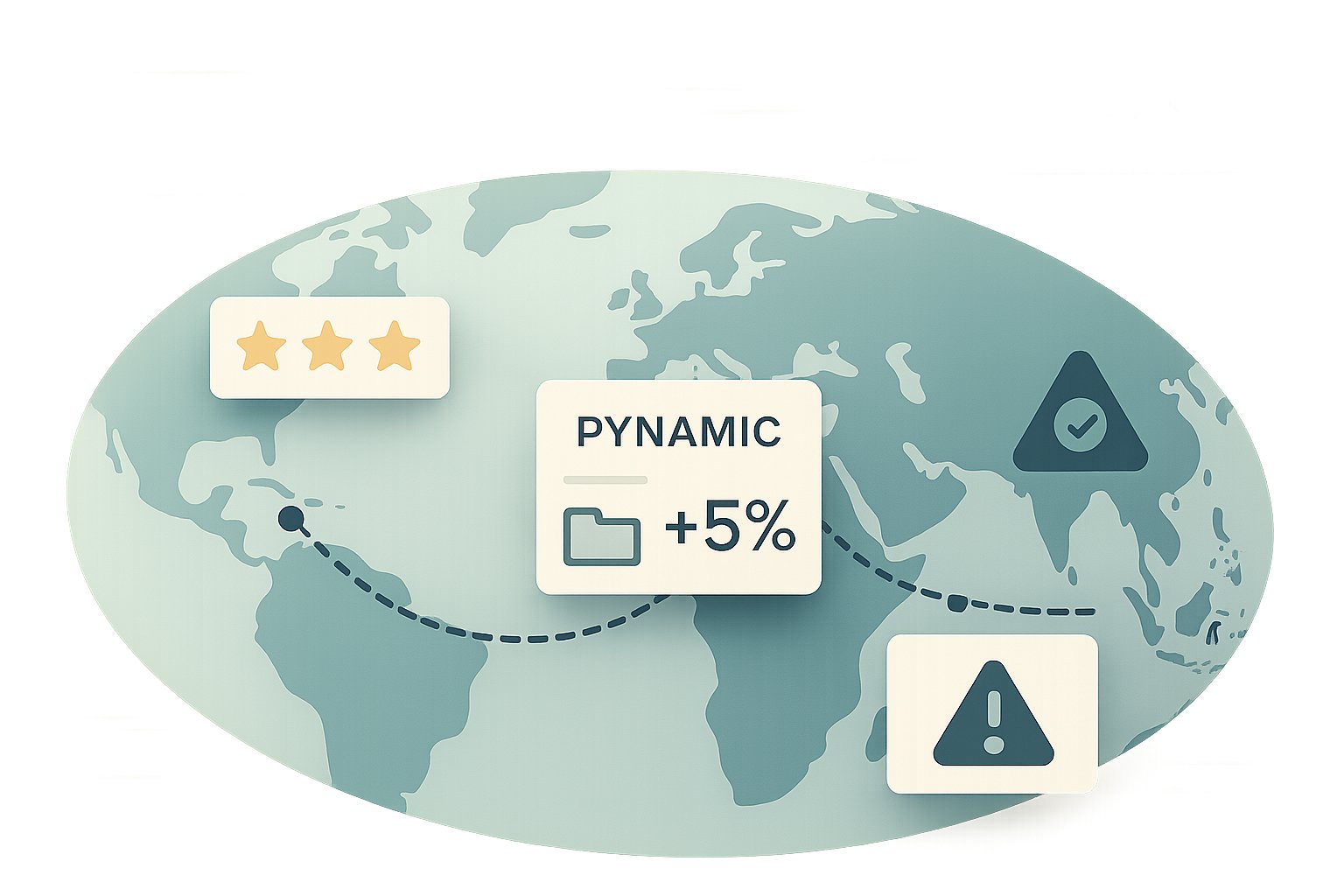 Dynamic pricing illustration: abstract shapes representing data flow and risk mitigation in supply chain management