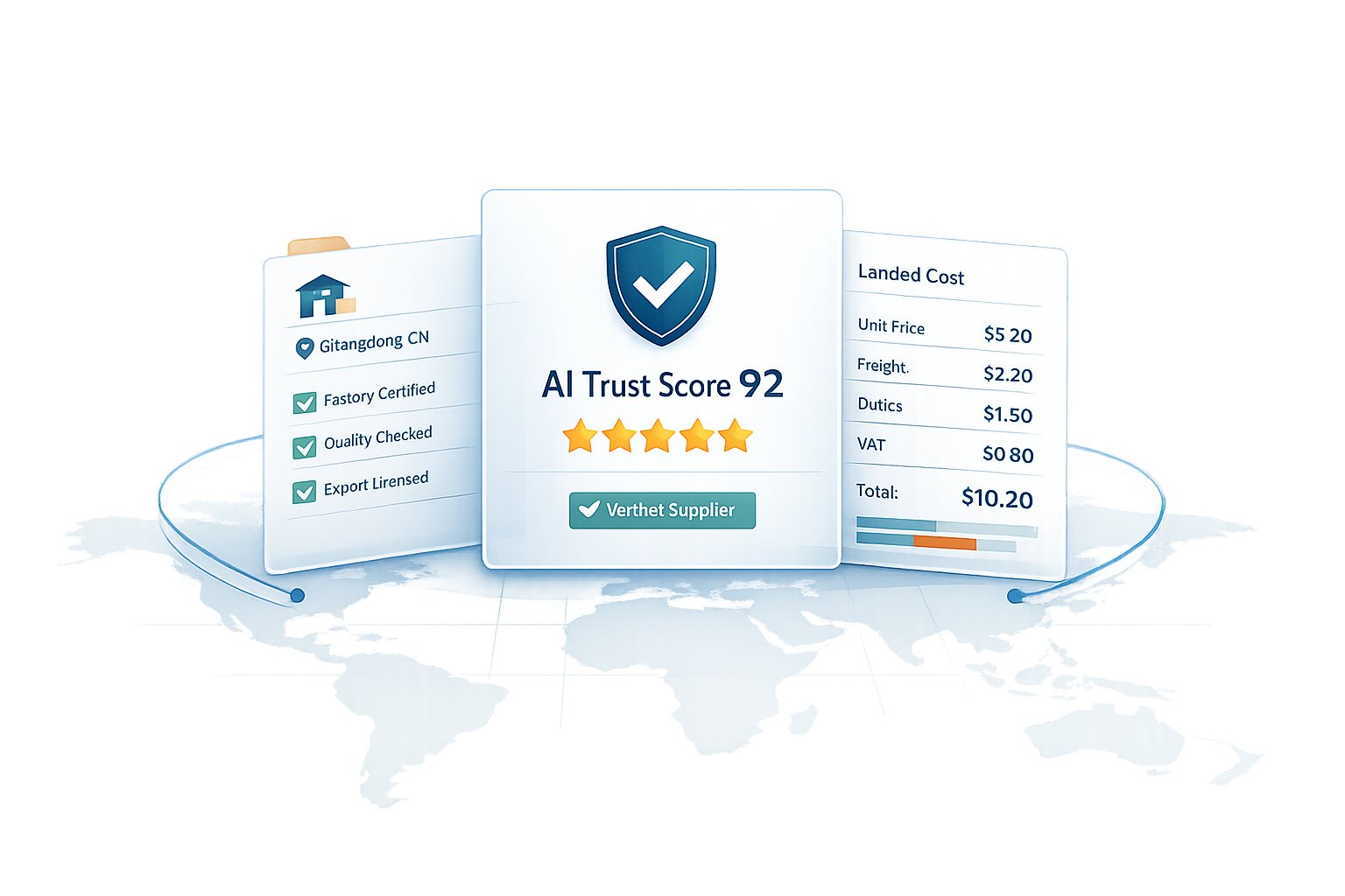 Shopify supplier verification guide: abstract illustration of interconnected gears and documents, symbolizing a streamlined supply chain process