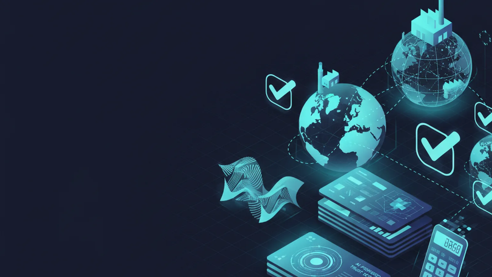 Dropshipping in 2026: a global supply chain network with cool cyan accents, illustrating evolving ecommerce strategies.