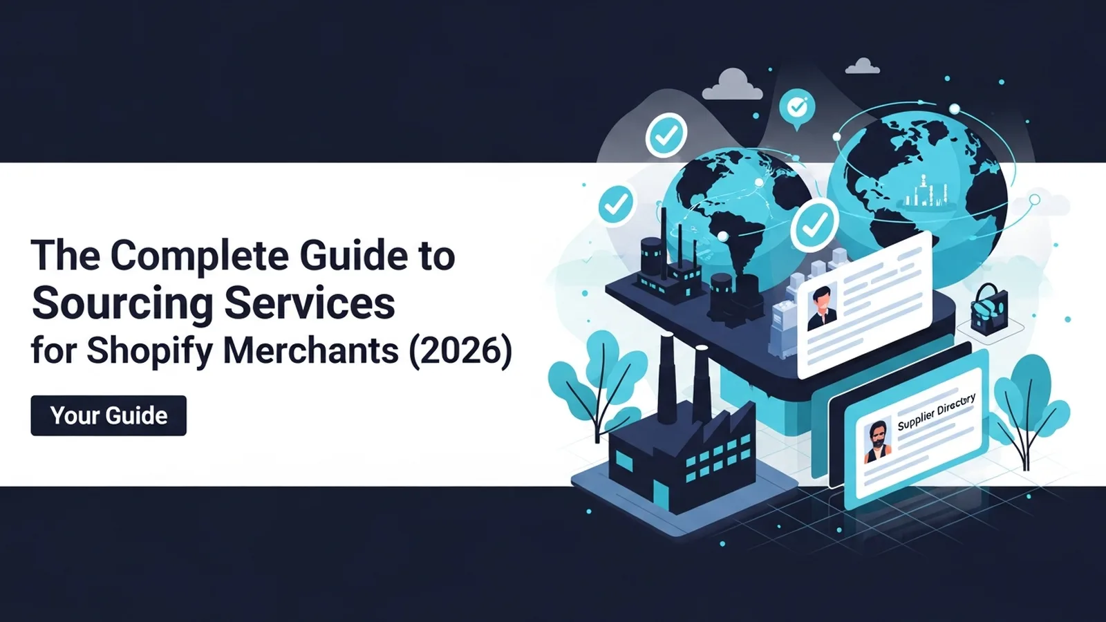 Digital world map with connected supply chain nodes in cool cyan, representing global product sourcing networks