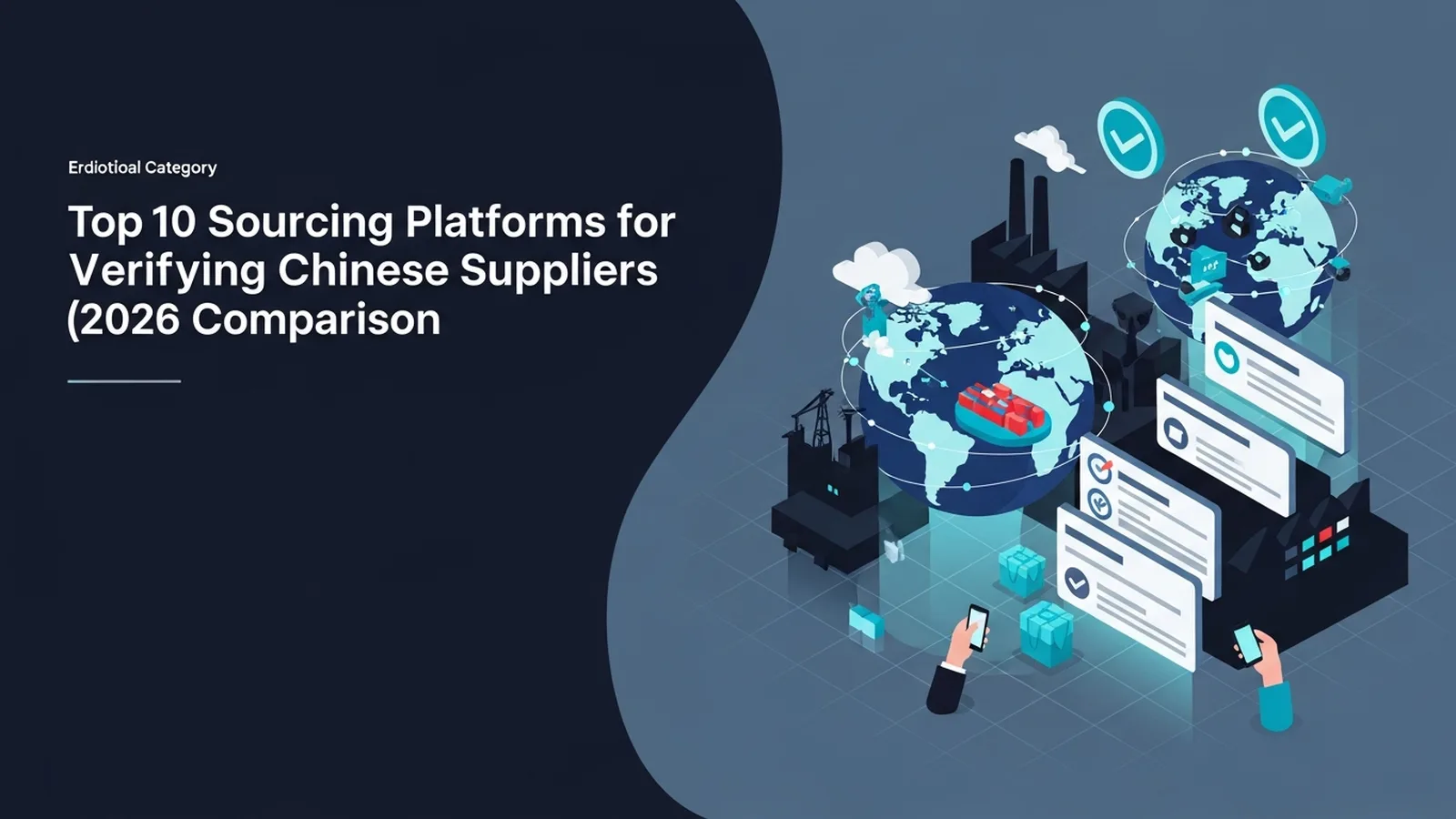 Professional workspace with digital verification interfaces and Chinese supplier data displayed on screens in cool cyan tones