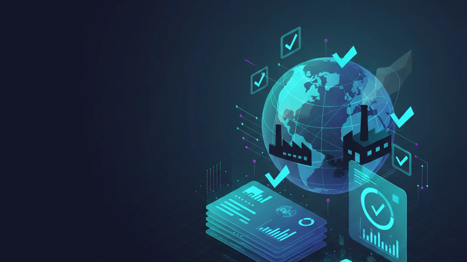 Alibaba sourcing costs illustrated with a global supply chain network and cool cyan accents, highlighting hidden expenses