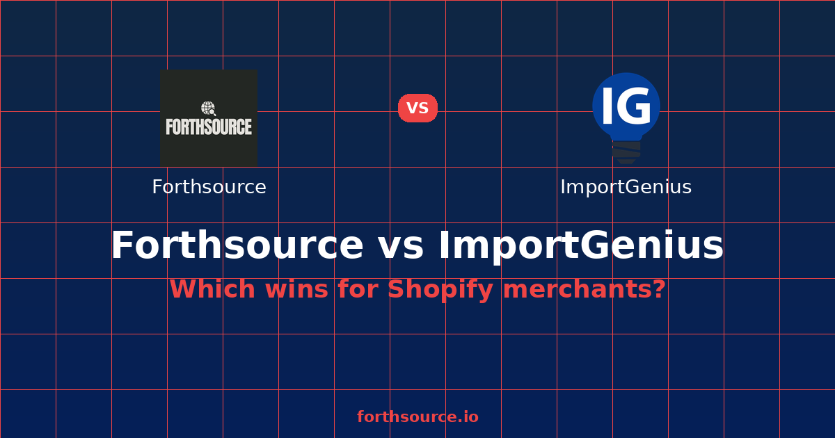 ImportGenius Pricing 2026 vs Forthsource — comparison card showing both products